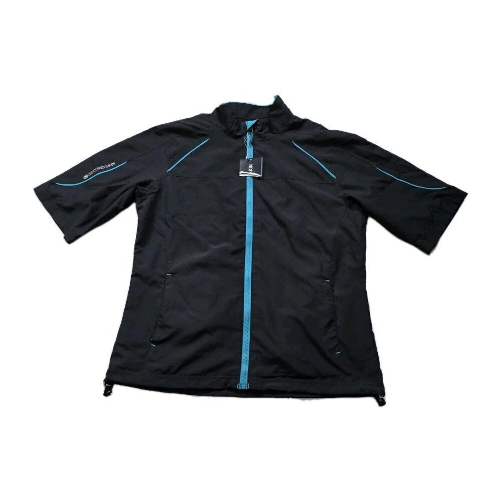 Second Skin Active Shirt Womens M Black Hydrashield Cycling Running SS Full Zip